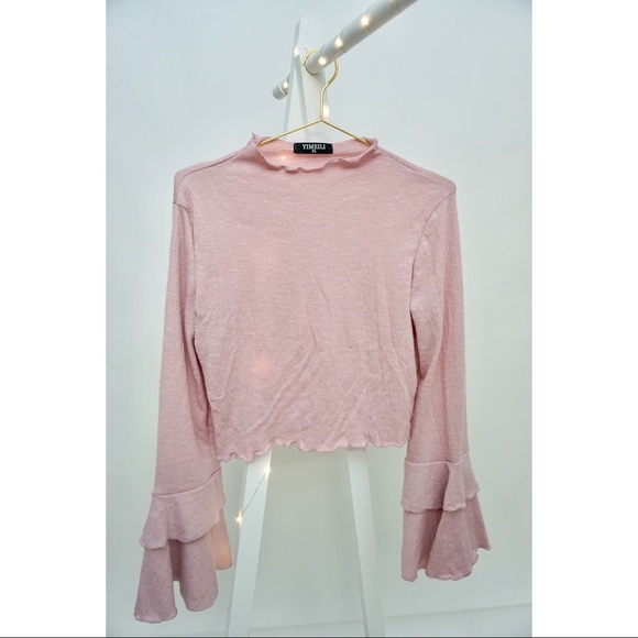yimeili Tops - Pink ruffled long sleeve